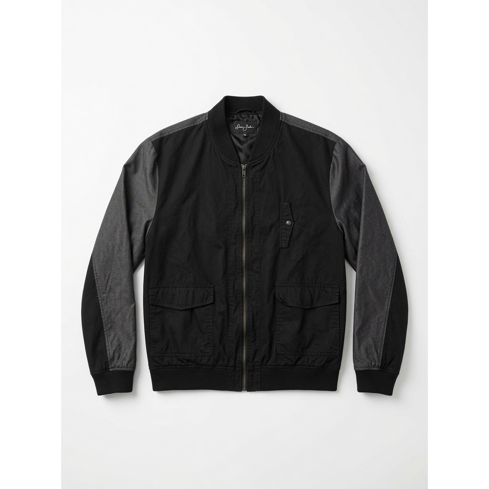 Sean John Mens 3XL Black Gray Colorblock Bomber Jacket Full Zip Streetwear